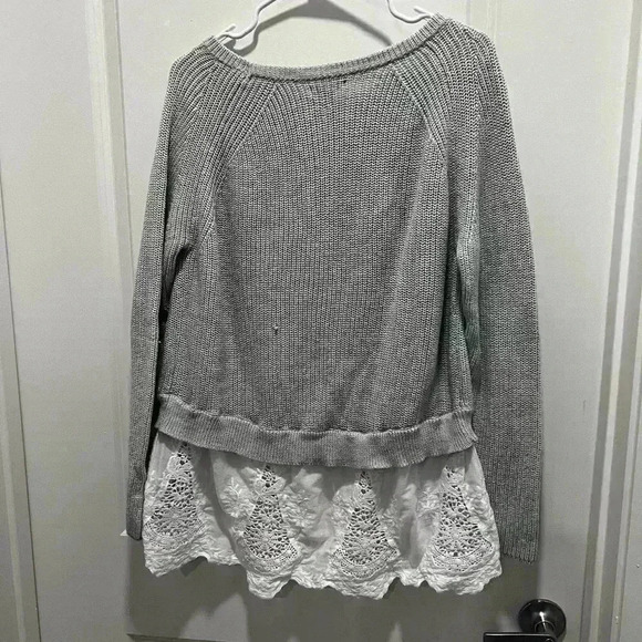 Cato Women sweater with lace bottom Size XL White. Details On Side (0462) - Picture 6 of 11